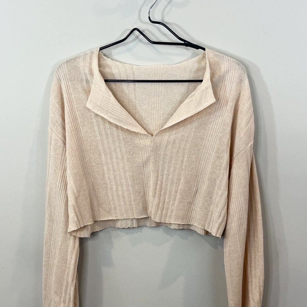 Tan Cropped Sweater, Size M